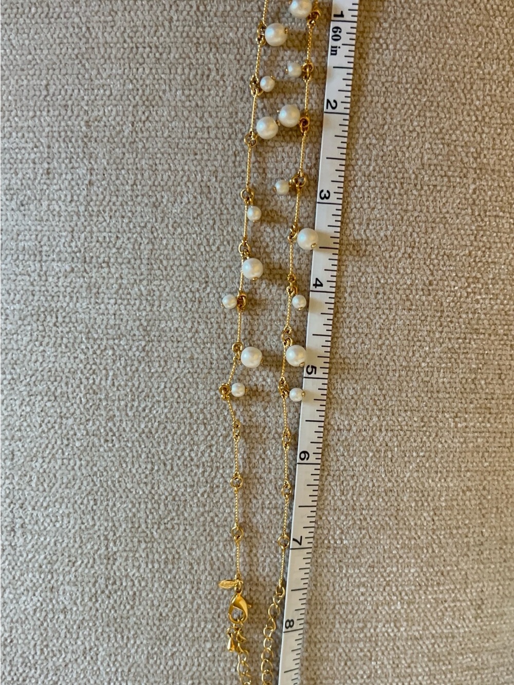 Vintage inspired Signed Premier Designs Gold Pearl Dangle Drop Necklace 18” - Picture 7 of 7
